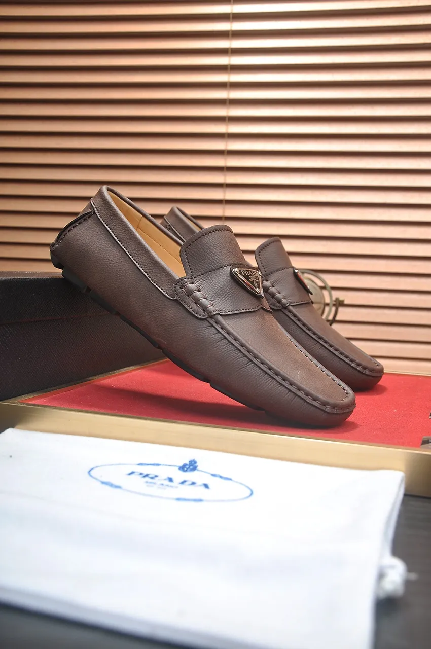Men's Men's Shoes💰420💶【PRADA】 (High-end Niuli) New 🍀PRADA - Prada Doudou Shoes! Made of imported original cowhide, the inner top layer is comfortable cowhide lining! Original wear-resistant rubber outsole! High quality products! Code number 38-45 (45 customized)